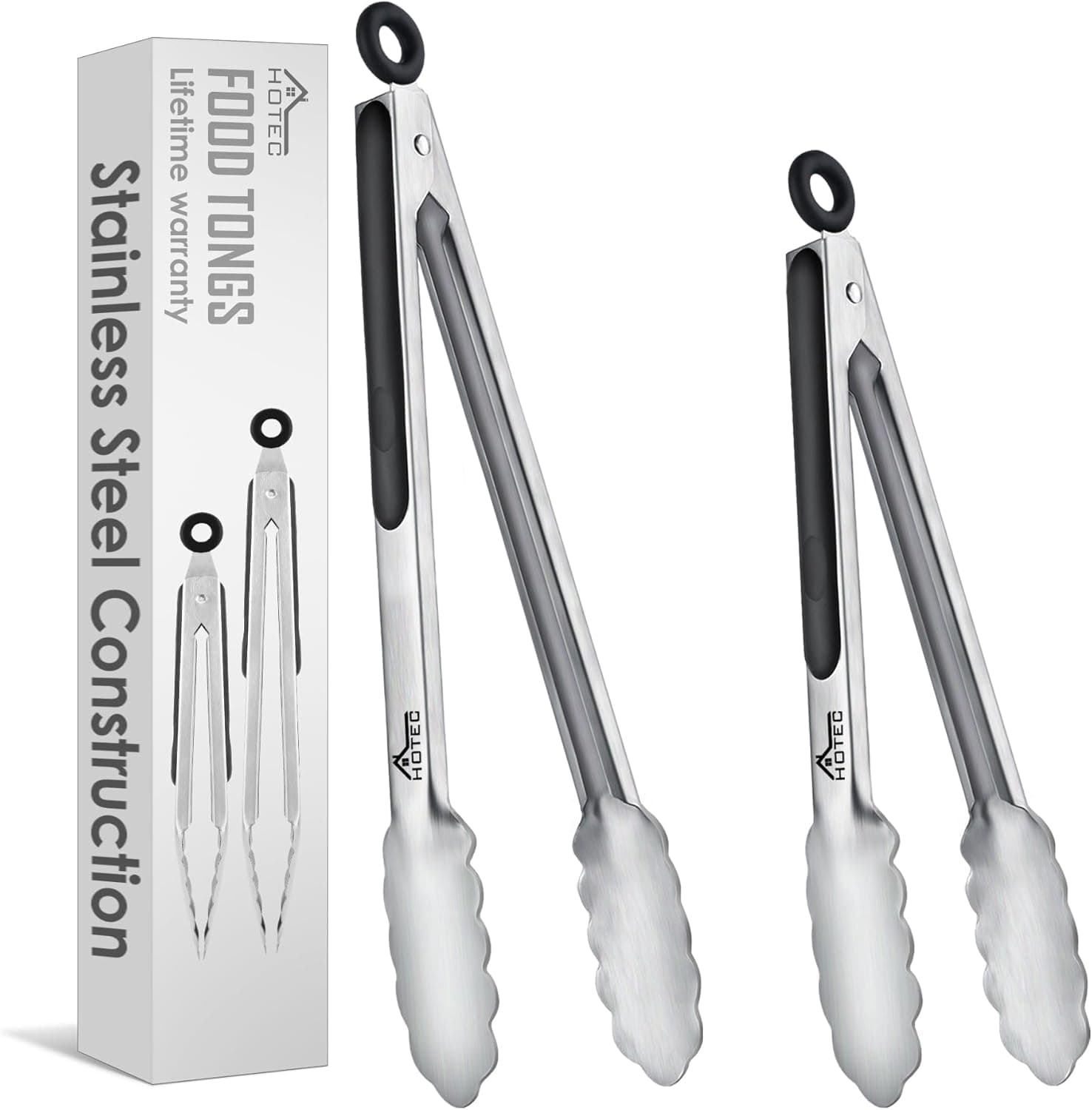 Hotec Stainless Steel Kitchen Tongs (2-pack)