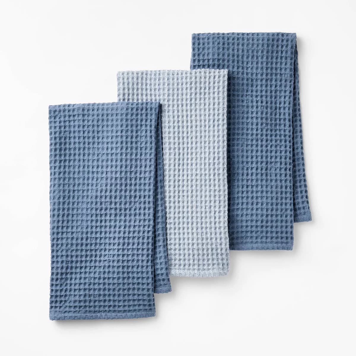 Figmint Waffle Kitchen Towels, Blue (3-pack)